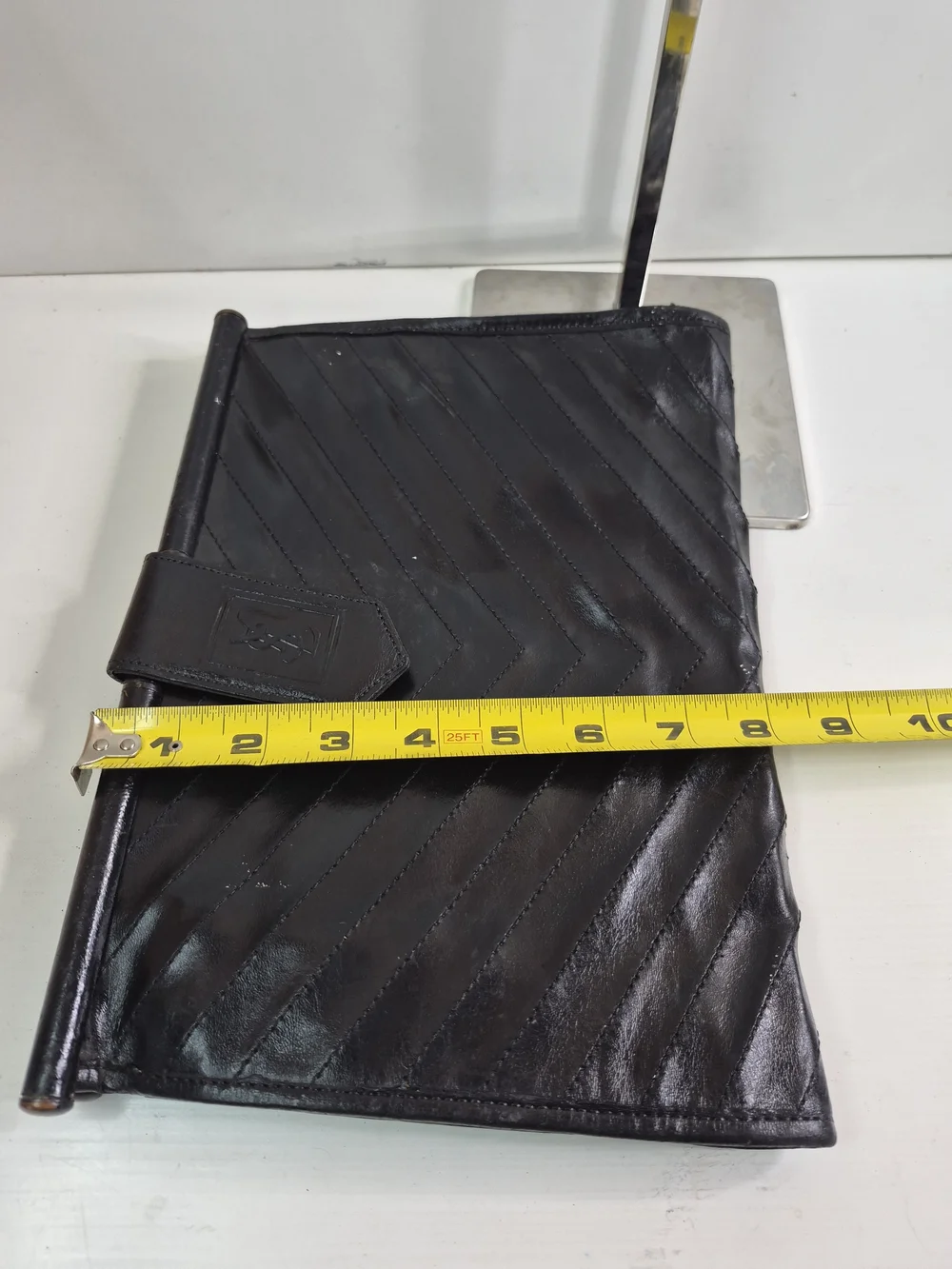 Yves Saint Laurent Black Chevron Leather Clutch - Picture 11 of 11